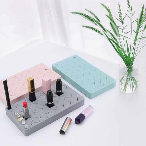 Læbestiftholder, opbevaringsløsning til makeup, 36 rum silikone læbestift displaystander (grå) Gray