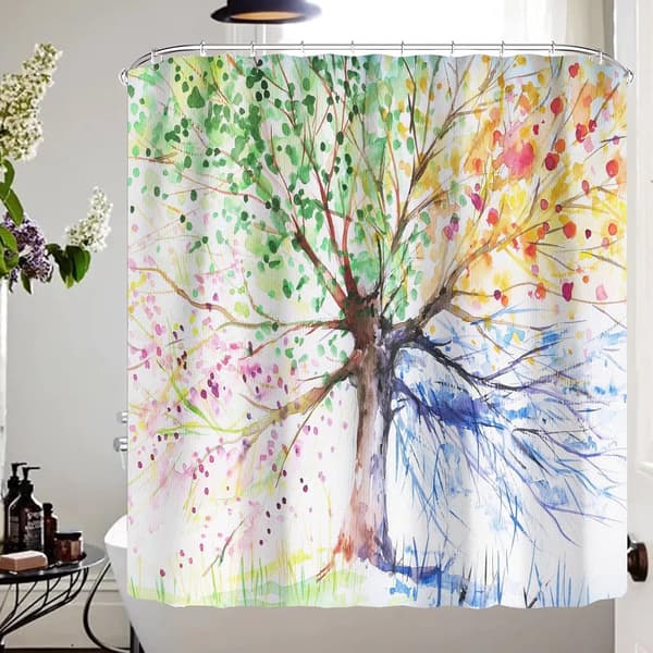 Abstrakti muste monivärinen puu pressukangas polyesteri suihkuverho (180 x 200 cm) 180*200cm