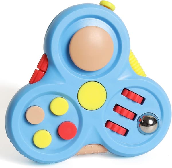 Fidget Pad Legetøj med 13 Fidget Funktioner, Controller Stressreducer, til Stresslindring, Angst, ADHD (blå) blue