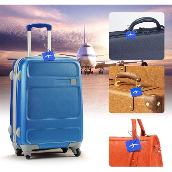 6-delad flygplansresväska med strängar i rostfritt stål och vattentät PVC-bagagelappar (6 färger)
