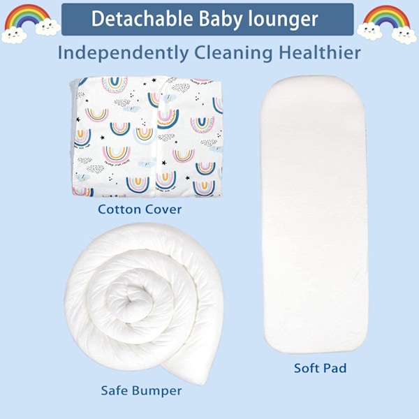 Babynest Mjukt Andningsbart Babysäng Perfekt för Nyfödd Present（vit） color 2