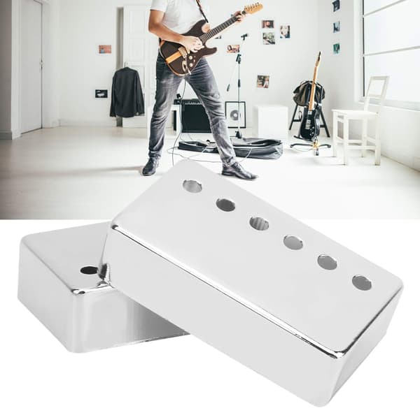 2 st elgitarr pickup skal, nickel pickup skal gitarr pickup lock 50 mm och 52 mm (silver) silver
