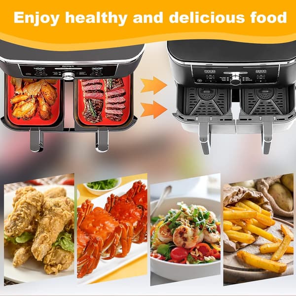 Dubbla silikonunderlägg för airfryer, mycket värmetåliga (röda), 2 st Red