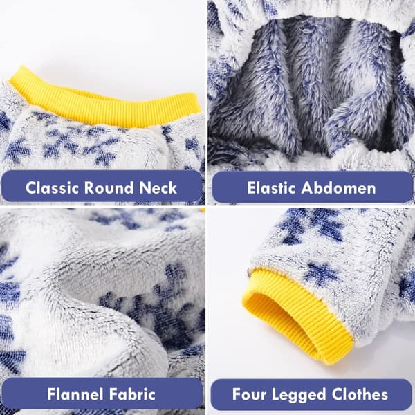 Fleece Valp Pyjamas för Chihuahua Vinter Varma Overall Kläder Snöflinga tryck （L） l