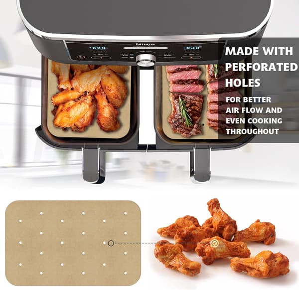 100 st Air Fryer-foder, Air Fryer-tillbehör, Air Fryer-pappersfoder 7,9 * 5,5 tum, vitt White