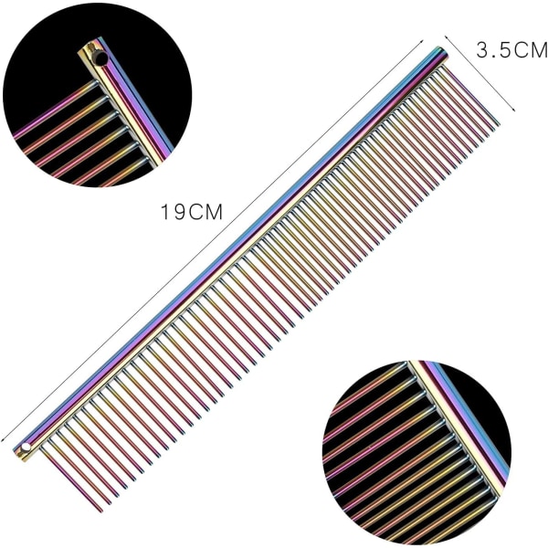 Rundade tänder hundkam, rostfritt stål husdjur grooming kam rostbeständig kam