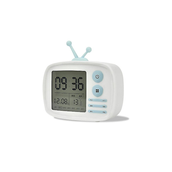Retro TV väckarklocka LED digital väckarklocka stor display med kalender white
