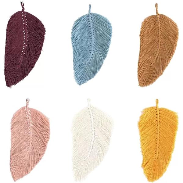 2-pack Macrame väggdekoration Boho dekoration Blad vävd gobeläng för vardagsrumsdekoration (Blå) Blue
