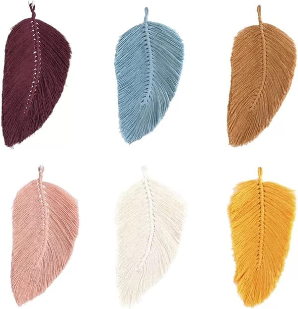2-pack Macrame väggdekoration Boho Dekoration Blad Vävda Gobeläng för Vardagsrumsdekoration (brun) Brown