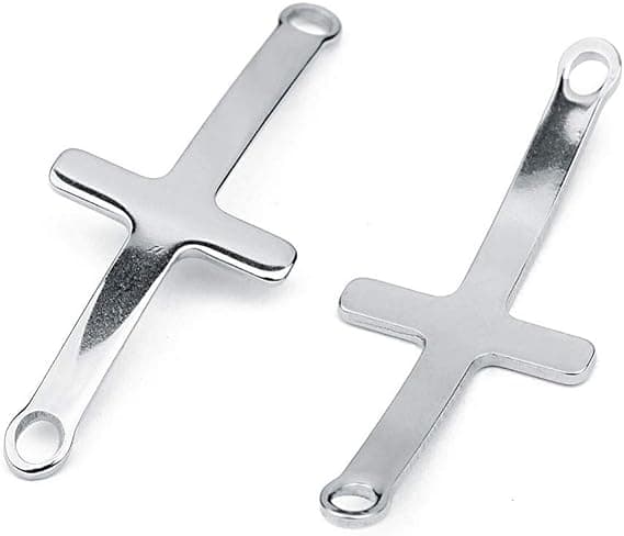 Krydsforbindere Charms, 10 stk. rustfrit stål dobbelt hul metal kryds vedhængsforbindere