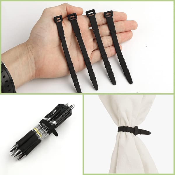 20-pack silikonkabelbindare, återanvändbara kabelbindare, elastiska silikonkabelhållare, kabelbindare (svart) Black