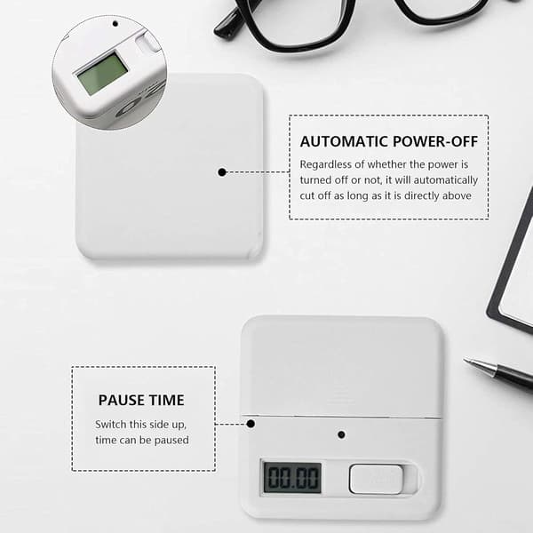 Digital Timer Gravity Sensor Flip Timer, Nedtelling (15-20-30-60 minutter, hvit)
