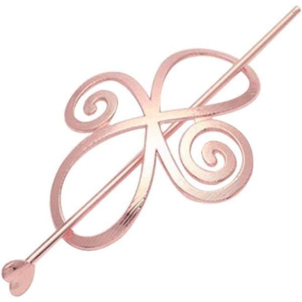 1 st Hårrutschbana för kvinnor Hästsvanshållare Pin Clip Love Heart Hair Stick (roséguld)