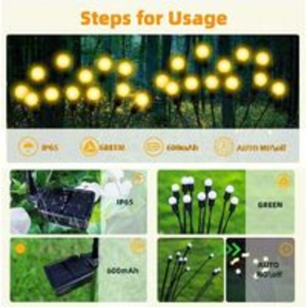 En uppsättning med 2 utomhus solcellslampor, solcells-LED-lampor, solcellslampor, utomhus solcellslampa -10 LED-pärlor
