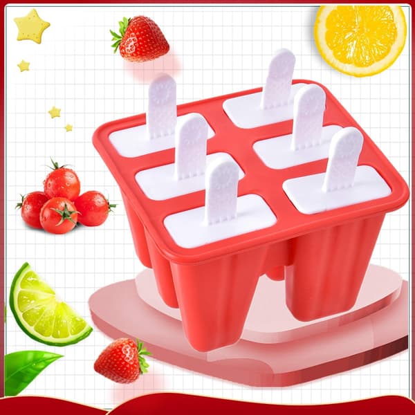 Silikone ispindeform BPA genanvendelig nem frigivelse ispindefremstilling (rød) 6 huller red