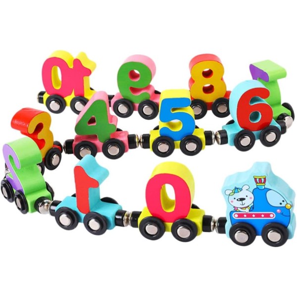 Trätågbil Digitala leksaker Magnetiska tågleksaker Barnleksaker för tidig utbildning