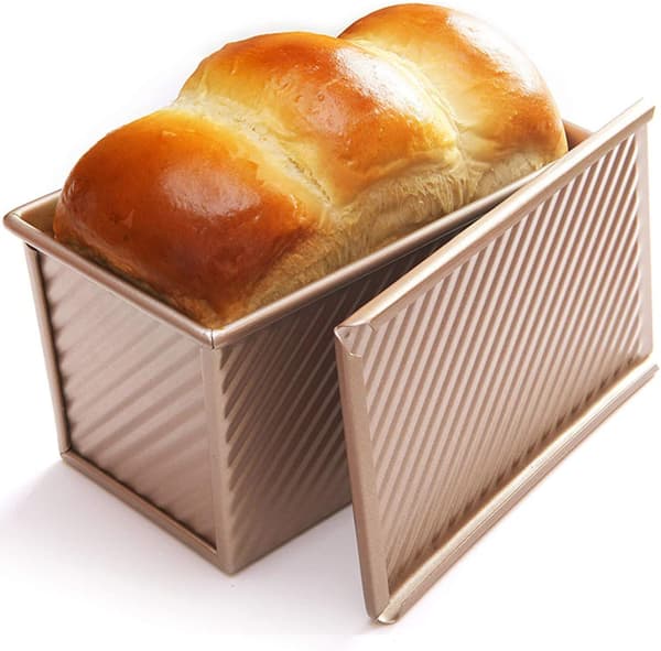 1 lb dejkapacitet non-stick brødform i kulstofstål bageform toastform med låg - guld