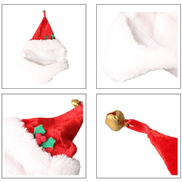 Tomteluva för hund, kattmössa med skägg, husdjursaccessoarer för julfotografering, julhusdjurs-cosplayhatt för katt, hund, valp