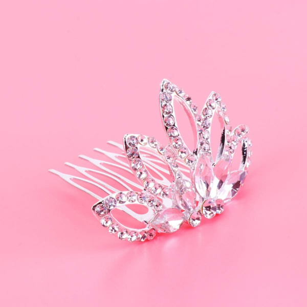 1 st Mini Kam Prinsessa Tiara Strass Hårklämmor för Bröllopshår(vit) White
