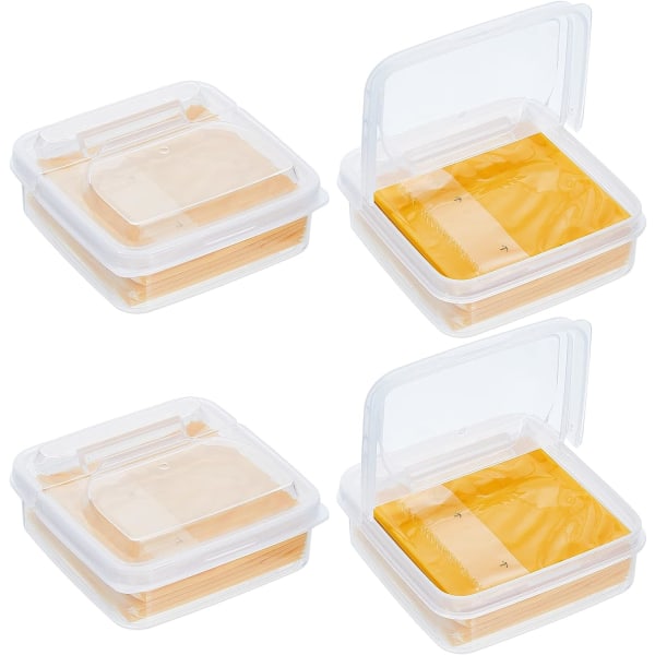 4 st 3,9 tums mini ostbehållare för förvaring i skivor i kylskåp med lock Kylskåpsmat