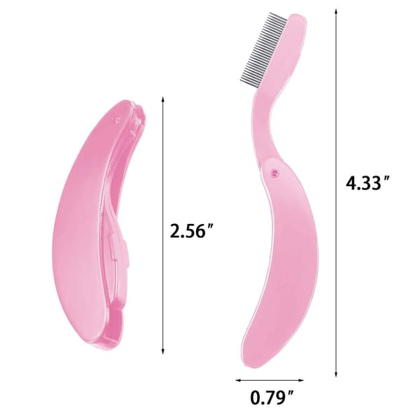 4 Stykker Sammenfoldelig Øjenvippekam Rustfri Stål Tænder Bryn Separationskam (Pink) pink