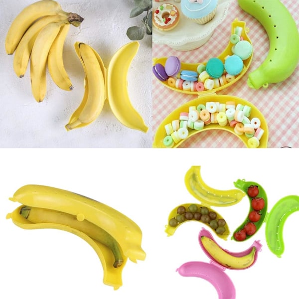 Liten bärbar och hållbar förvaringslåda för bananer (gul) Yellow