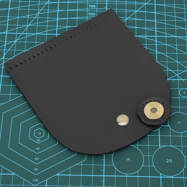 Läder DIY sytillbehör, väska flip cover split läder magnetiskt spänne (svart) Black