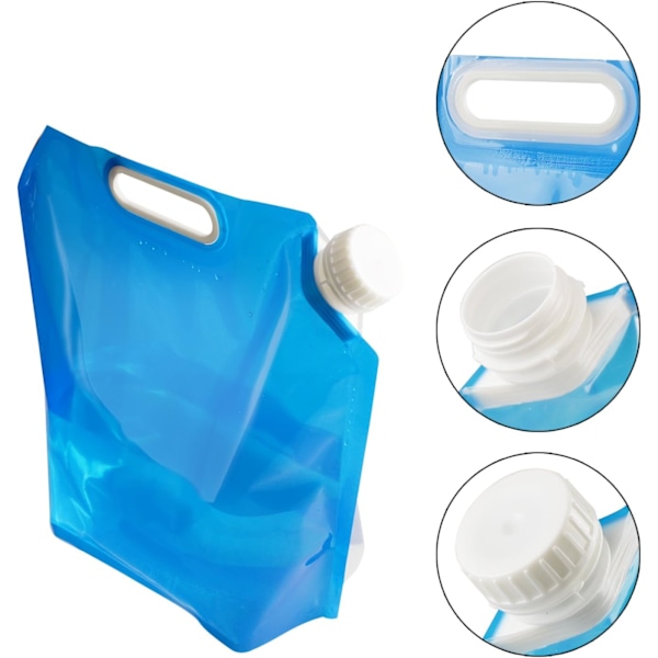2-pack 5L/10L hopfällbar vattenbehållare, hopfällbar vattenpåse för utomhusbruk