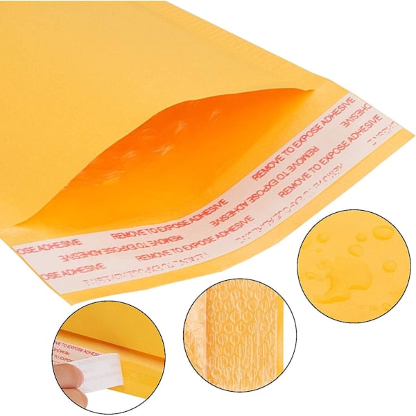 100 st bubbelkuvert 4,7 x 7,7 TUM / 12 x 19,5 cm - Vadderade kuvert - Gul, KRAFT-papper