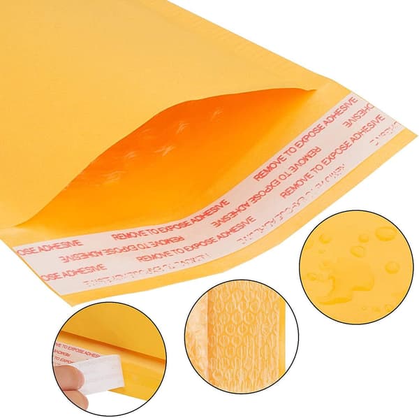 100 stk boblekonvolutter 12 x 19,5 cm - Vatterte konvolutter - Gul, KRAFT papir