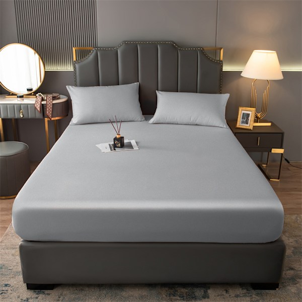 Andningsbar dammtät madrasskydd - Vattentätt lakan - 30 cm djup ficka light grey 200*220cm