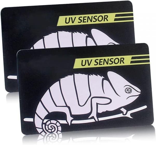 UV-testkort, 2 stk. krybdyr hurtigtest UVB-sensor, let at bære, genanvendelig 500 gange