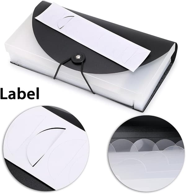 Kvitteringsorganisering Mappelommer 13 Lommer Mini Utvidbar black