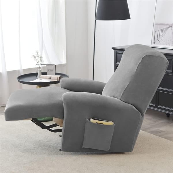 Halkskyddat sofföverdrag med sidoficka, tvättbart möbelskydd (mörkgrått) dark grey