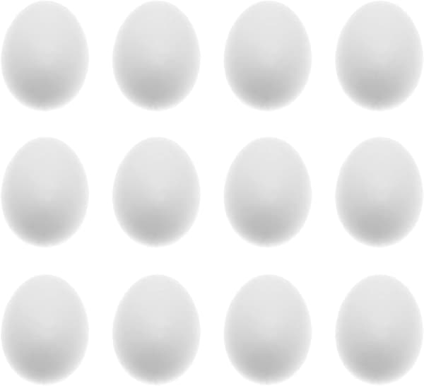 12 stk. simulerte falske dueegg i solid plast for klekking og avl
