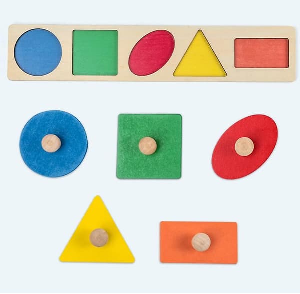 Kognitiv trähandgrepp geometrisk pedagogisk leksak för barn (E-stil)
