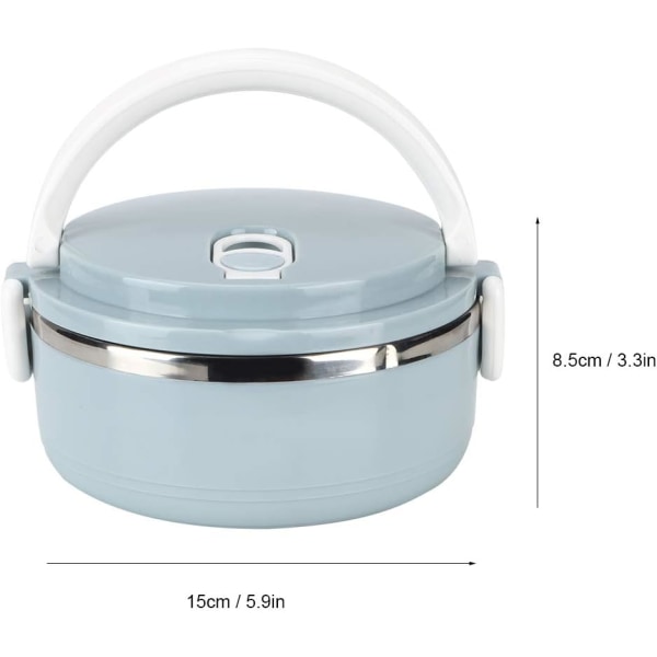 Lunchlåda, bärbar rostfritt stål Blå thermal risnudlar Lunchlåda Bra tätande matbehållare med lufthål