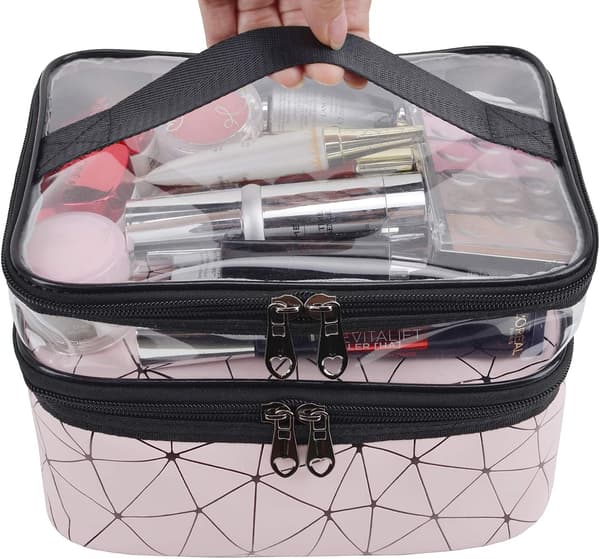 Makeup-tasker Dobbeltlags Rejse Kosmetiktasker Makeuptaske Toilettasker (pink) Pink