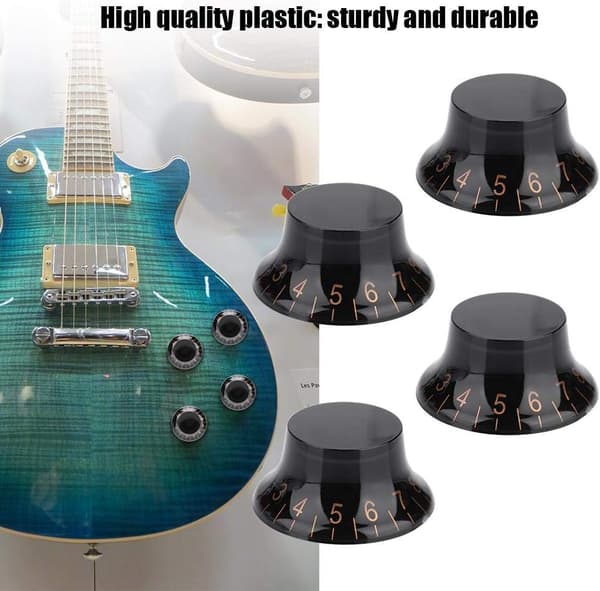 4 stk. Speed Tone Volume Kontrolknapper til elektrisk guitar tilbehør (hvid+sort)