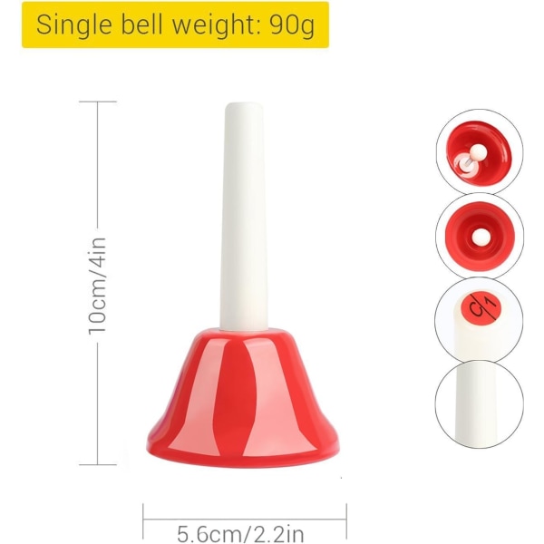8-toners kromatisk metallhandklockor set Musikinstrument för Musikinstrument (Liten) S