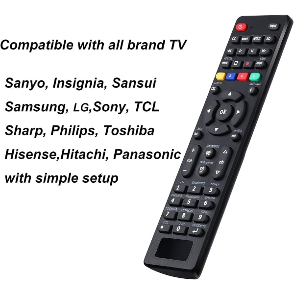 Universal TV-fjärrkontroll för Samsung, Philips, Sharp, Sony, Panasonic, Sanyo, Insignia, Toshiba och andra märken av LCD LED 3D HD Smart TV-fjärrkontroller