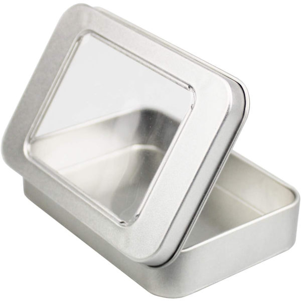 8 rektangulära bitar tomma metallgångjärnslådor förvaringsbehållare hemma arrangör minilåda 10 x 7 x 2 cm (silver)