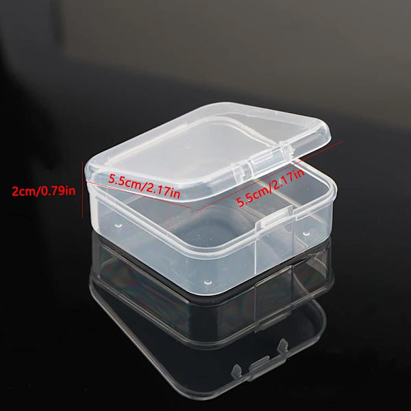 Transparent plast fyrkantig förvaringslåda med lock (6,4 x 6,4 cm) 15 stycken