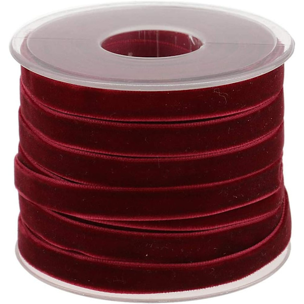 20 meter 10mm bred sammetsband rulle för hantverksdekoration - vinröd Red