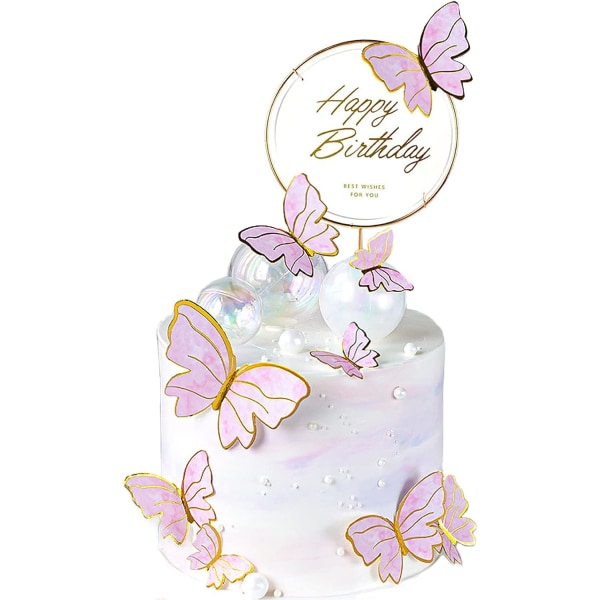 Paket med 11 tårtdekorationsfjärilar, tredimensionella fjärilar, Cupcake Toppers