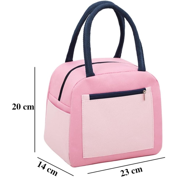 Lunchväska, picknickväska, mini kylväska, kylväska, isolerad väska, lämplig för skola, kontorsarbete（rosa） pink