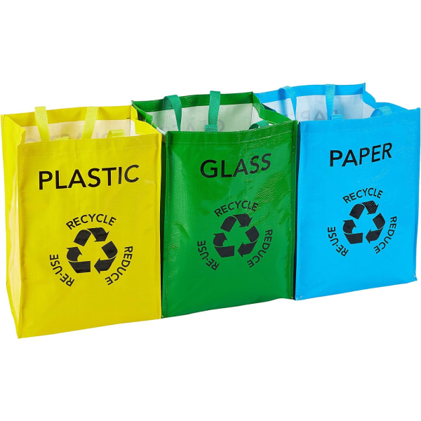 Husgeråd Återvinningspåsar/plastglaspapper Återvinningspåsar med handtag/Flerfärgad-set med 3 (slumpmässig färg)