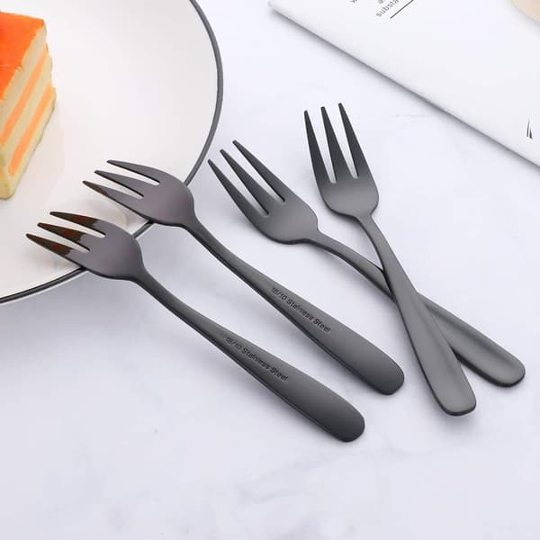 Tegafler Små Dessertgafler Kagegafler Rustfrit stål Sort 8 Stk black
