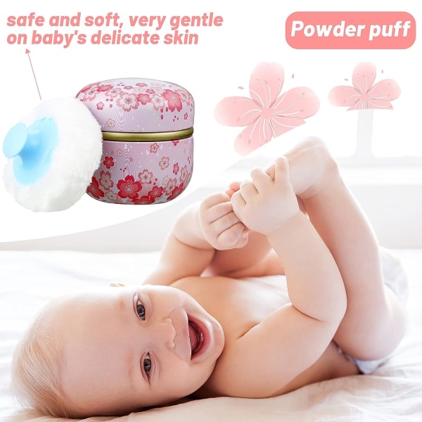 Case med Powder Puff Powder Container Tebehållare för baby och vuxen kropp Talcum Powder Tea Box