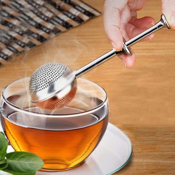 4 stk. te-infuser i rustfrit stål, mel sigter, pulverstøvere, filtre, te-intervaldiffusor (sfærisk)